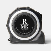 Zwart-wit Minimalist 3 Initialen Modern Rolmaat (Voorkant)