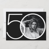Zwart Wit Minimalist Aangepaste Foto 50e Verjaarda Kaart (Voorkant)