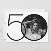 Zwart Wit Minimalist Aangepaste Foto 50e Verjaarda Kaart (Voorkant)