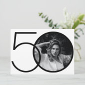 Zwart Wit Minimalist Aangepaste Foto 50e Verjaarda Kaart (Staand voorkant)