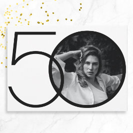 Zwart Wit Minimalist Aangepaste Foto 50e Verjaarda Kaart