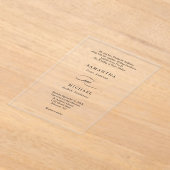 Zwart Wit Minimalist Beide Ouders Namen Bruiloft Acryl Uitnodigingen (Laagn)