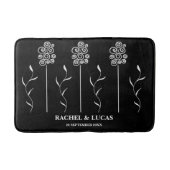 Zwart-wit Minimalist Curly Floral Badmat (Voorkant)