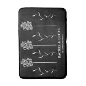 Zwart-wit Minimalist Curly Floral Badmat (Voorkant Verticaal)