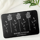 Zwart-wit Minimalist Curly Floral Badmat