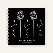 Zwart-wit Minimalist Curly Floral Notitieboek (Voorkant)