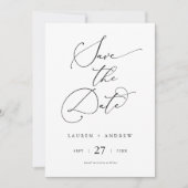 Zwart & Wit Minimalist Eenvoudig de datum opslaan Kaart (Voorkant)