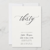 Zwart-wit Minimalist Elegant 30e Verjaardag Kaart (Voorkant)