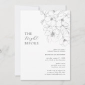 Zwart-wit Minimalist Floral De nacht ervoor Kaart (Voorkant)