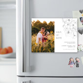 Zwart-wit Minimalist Floral Save The Date Magnetische Uitnodiging