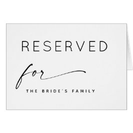 Zwart-wit minimalist gereserveerd voor trouwbordje