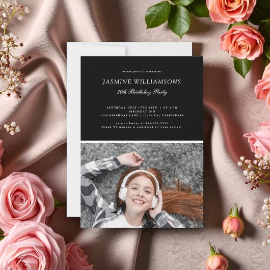 Zwart Wit Minimalist voor elke leeftijd Verjaardag Kaart