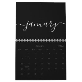 Zwart-wit minimalistisch 2025 kalender
