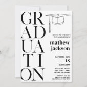 Zwart Wit Minimalistisch '24 Graduation Party Kaart (Voorkant)