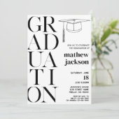 Zwart Wit Minimalistisch '24 Graduation Party Kaart (Staand voorkant)