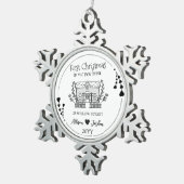 Zwart-wit, minimalistisch aangepast nieuw startpun tin sneeuwvlok ornament (Rechts)