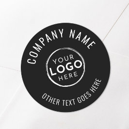 Zwart Wit Minimalistisch Bedrijf Logo Ronde Sticker