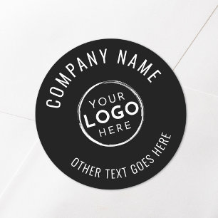 Zwart Wit Minimalistisch Bedrijf Logo Ronde Sticker