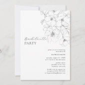 Zwart Wit Minimalistisch Bloemen Bachelorette Part Kaart (Voorkant)