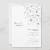 Zwart-wit Minimalistisch Bloemen Vrijgezellenfeest Kaart (Voorkant)