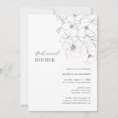 Zwart-wit Minimalistisch Bloemenrepetitie Diner Kaart (Voorkant)