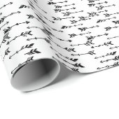 Zwart-wit minimalistisch boho pijlpatroon cadeaupapier (Rol Hoek)