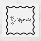 Zwart-wit minimalistisch bruidsmeisje voorstel sparkling wijnetiket (Enkel label)