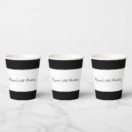 Zwart & Wit Minimalistisch Chic Elegant Verjaardag Papieren Bekers