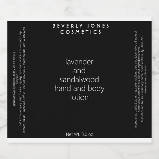 Zwart wit minimalistisch cosmetica flesetiket sparkling wijnetiket (Enkel label)