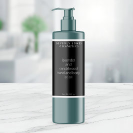 Zwart wit minimalistisch cosmeticafleslabel sparkling wijnetiket