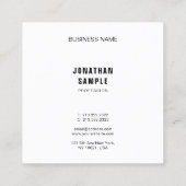 Zwart wit minimalistisch design elegant modern vierkante visitekaartje (Achterkant)