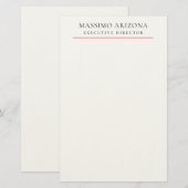 Zwart Wit Minimalistisch Eenvoudig Briefpapier (Voorkant / Achterkant)
