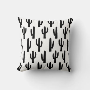 Zwart-wit minimalistisch eenvoudig cactus patroon kussen