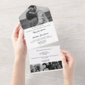 Zwart wit minimalistisch eenvoudig foto koppels all in one uitnodiging (Afscheurbaar)