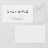 Zwart-wit minimalistisch eenvoudig gewoon linnen visitekaartje (Voorkant / Achterkant)