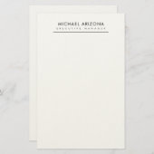 Zwart & Wit Minimalistisch Eenvoudig Modern Briefpapier (Voorkant / Achterkant)