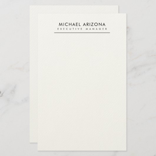 Zwart & Wit Minimalistisch Eenvoudig Modern Briefpapier (Voorkant / Achterkant)