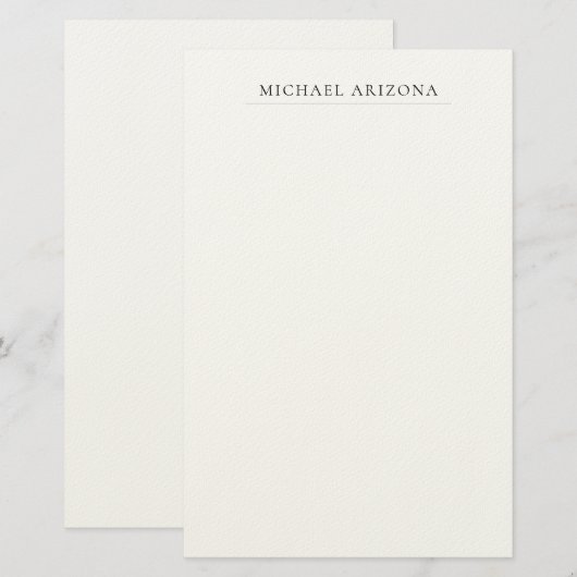 Zwart & Wit Minimalistisch Eenvoudig Modern Briefpapier (Voorkant / Achterkant)