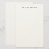 Zwart & Wit Minimalistisch Eenvoudig Modern Briefpapier (Voorkant / Achterkant)