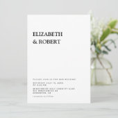 Zwart & wit Minimalistisch Eenvoudig Modern bruilo Kaart (Staand voorkant)