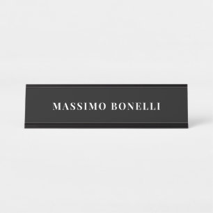 Zwart & Wit Minimalistisch Eenvoudig Modern Bureau Naambordje