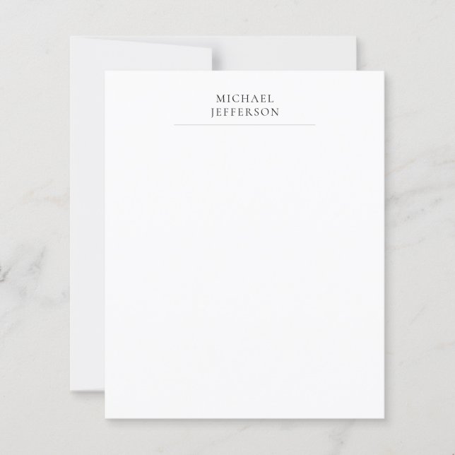 Zwart & Wit Minimalistisch Eenvoudig Modern Papier (Voorkant)