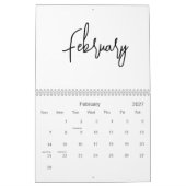 Zwart-wit minimalistisch eenvoudig script elk jaar kalender (Feb 2027)