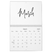 Zwart-wit minimalistisch eenvoudig script elk jaar kalender (Mar 2027)