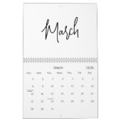 Zwart-wit minimalistisch eenvoudig script elk jaar kalender (Mar 2026)