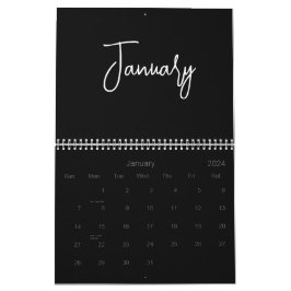Zwart-wit Minimalistisch Eenvoudig Script Elk Jaar Kalender