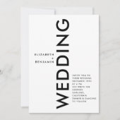 Zwart-wit minimalistisch eenvoudig vet bruiloft kaart (Voorkant)