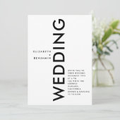 Zwart-wit minimalistisch eenvoudig vet bruiloft kaart (Staand voorkant)