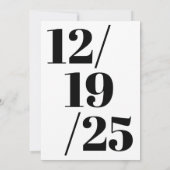 Zwart-wit minimalistisch eenvoudig vet bruiloft kaart (Achterkant)