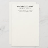 Zwart & Wit Minimalistisch Eenvoudig Vlak  Briefpapier (Voorkant / Achterkant)